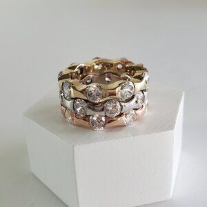 ❌Gold Vermeil on Sterling 925 Charles Winston Setof Three Eternity CZ Band Rings